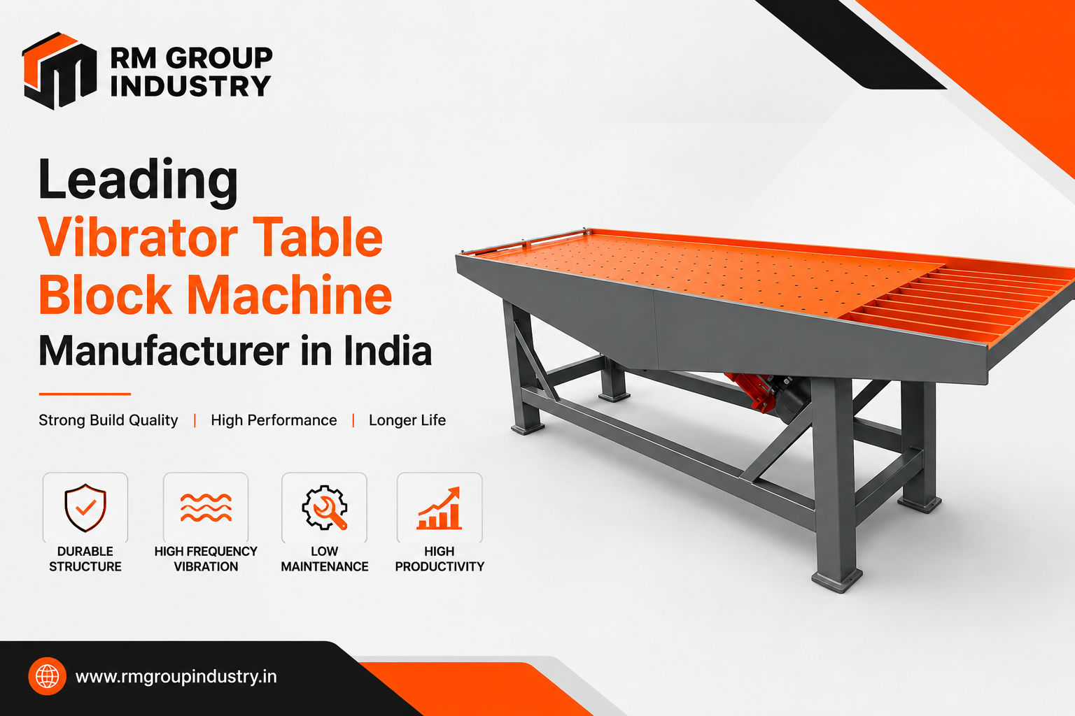 Vibrator Table Block Machine Manufacturer by RM Group Industry